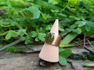 Anillo musgo natural encapsulado ajustable