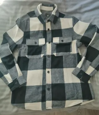 Sobrecamisa H&M cuadros azul y blanco Talla S