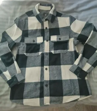 Sobrecamisa H&M cuadros azul y blanco Talla S