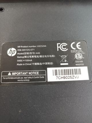 Teclado HP QWERTY Negro