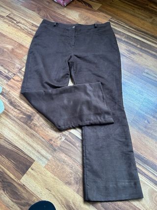 Pantalones mujer ante marrón talla 54 vintage