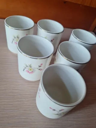 6 Pocillos de café de porcelana con flores
