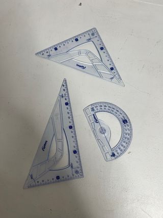 Kit de 3 reglas escuadra cartabón transportador