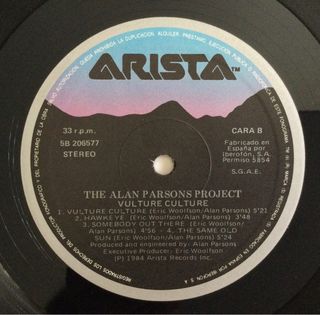 The Alan Parsons Project “Vulture culture” LP 1985