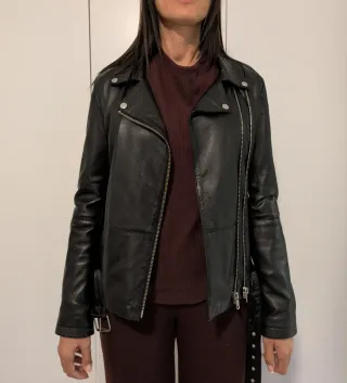 Cazadora Biker Piel Zara Talla L