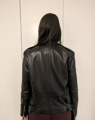 Cazadora Biker Piel Zara Talla L