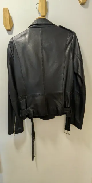 Cazadora Biker Piel Zara Talla L