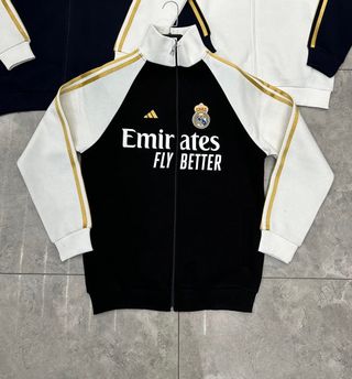 Sudadera Adidas Real Madrid Negra y Blanca