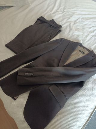 Traje Massimo Dutti Mujer Talla 36 gris oscuro