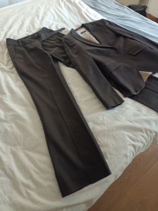 Traje Massimo Dutti Mujer Talla 36 gris oscuro