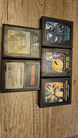 Lote 5 juegos Atari: Missile Command, Pac-Man, Ast
