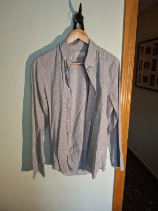 Camisa GAP cuadros vichy gris y blanco