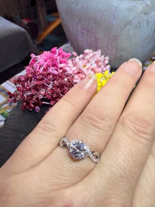 Lujo! Anillo Plata 925 Moissanita Entrelazado