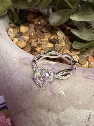 Lujo! Anillo Plata 925 Moissanita Entrelazado