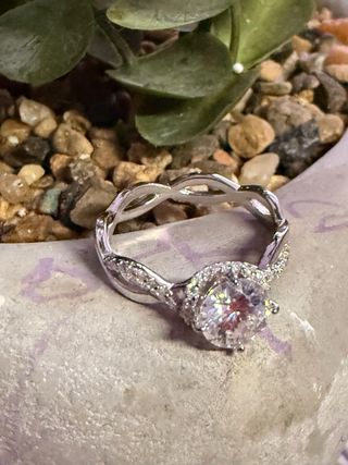 Lujo! Anillo Plata 925 Moissanita Entrelazado