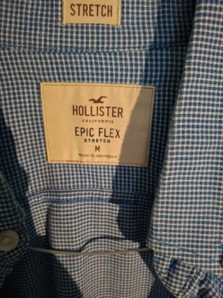 Camisa Hollister cuadros Vichy azul Talla M