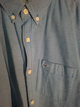 Camisa Hollister cuadros Vichy azul Talla M