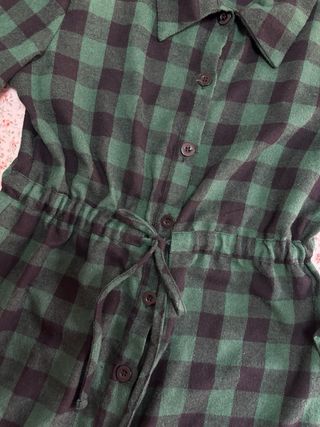 Vestido camisero cuadros verde y negro
