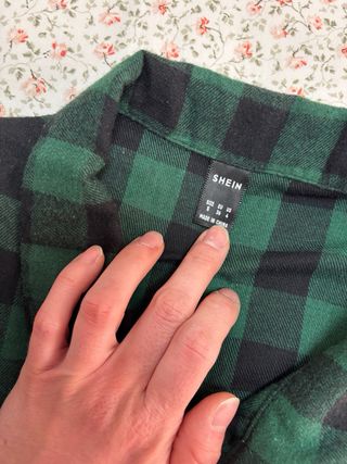 Vestido camisero cuadros verde y negro