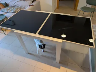 Mesa extensible cristal templado negra