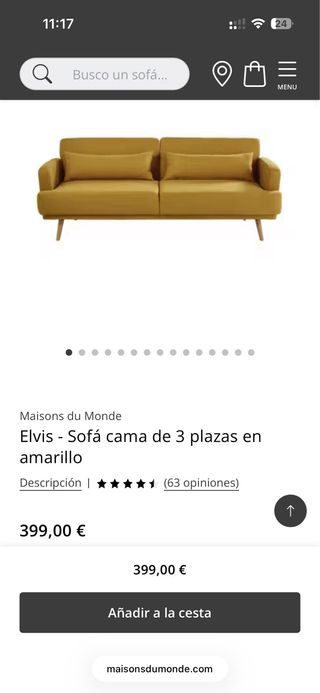 Sofá Cama Elvis Maisons du Monde Mostaza