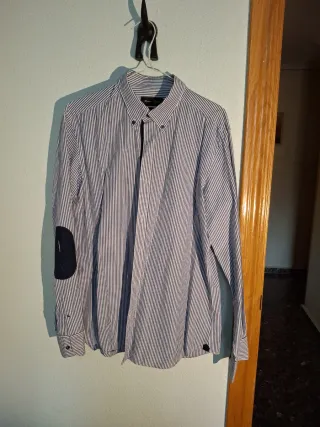 Camisa Massimo Dutti Rayas Azul y Blanca