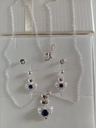 Conjunto Plata 925 Corazón con Circonitas
