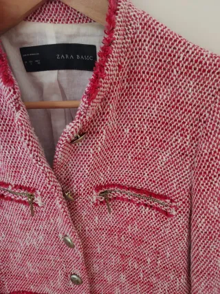 Chaqueta Zara Tweed Roja Talla S