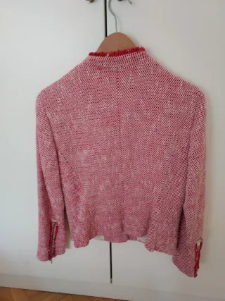 Chaqueta Zara Tweed Roja Talla S
