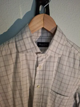Camisa cuadros hombre M/40 azul y gris
