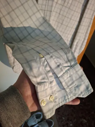 Camisa cuadros hombre M/40 azul y gris