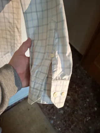 Camisa cuadros hombre M/40 azul y gris