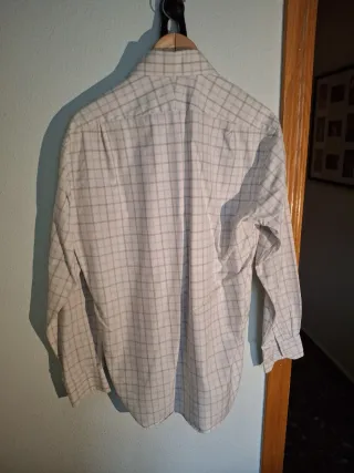 Camisa cuadros hombre M/40 azul y gris