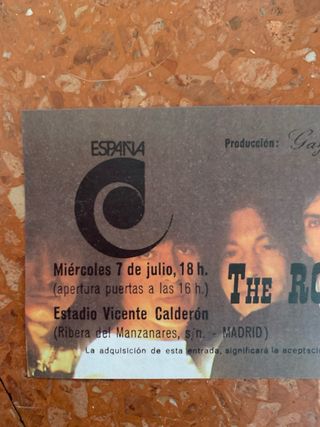 Entrada The Rolling Stones Madrid 1982