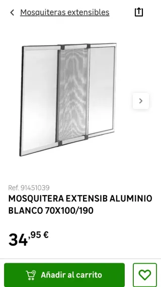Mosquitera Extensible Aluminio Blanco