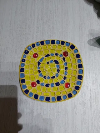 Plato decorativo mosaico vidrio hecho a mano