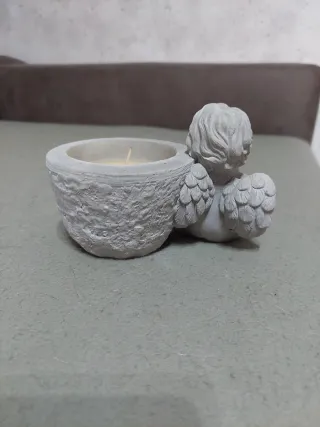 Portavelas angelito imitación cemento