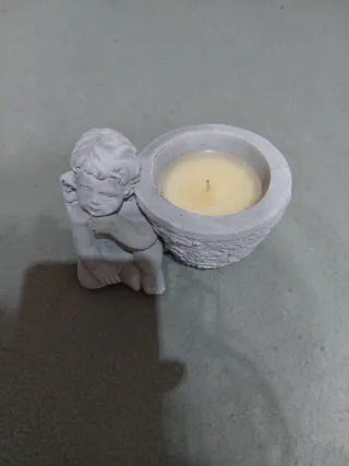 Portavelas angelito imitación cemento