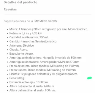 Pit Bike IMR 90cc no se hace envío