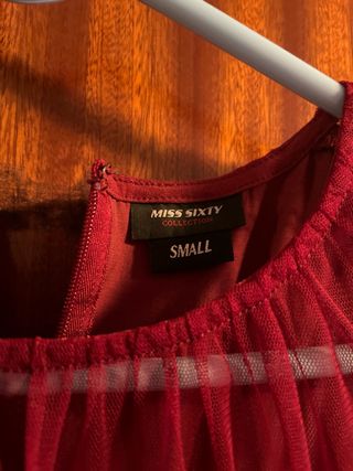 Vestido fiesta raso granate Talla S