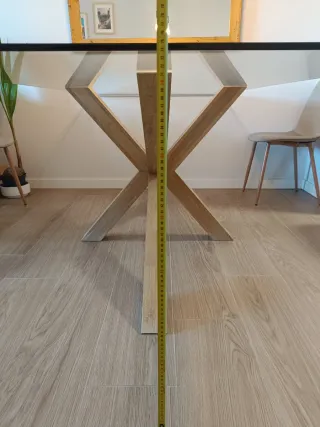 Mesa de comedor cristal y madera