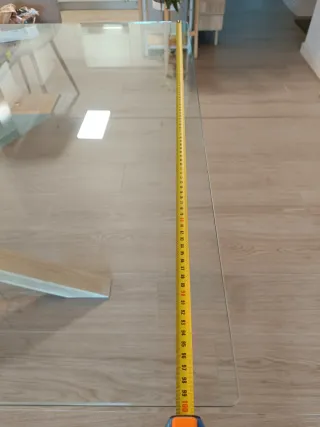 Mesa de comedor cristal y madera