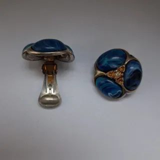 Orecchini vintage blu e oro