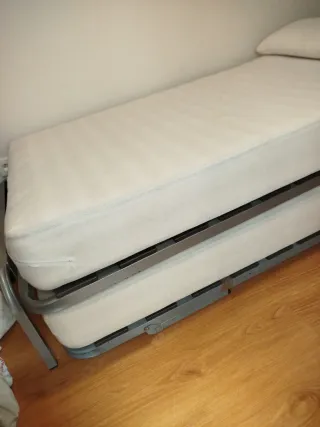 2 Camas Plegables Beige/Gris