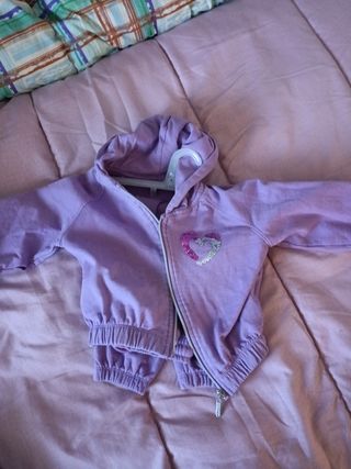 Tuta bambina viola con cuore glitter