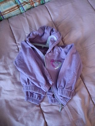 Tuta bambina viola con cuore glitter