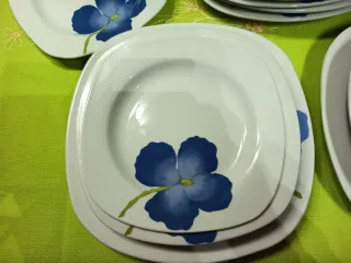 Vajilla de porcelana con flores azules
