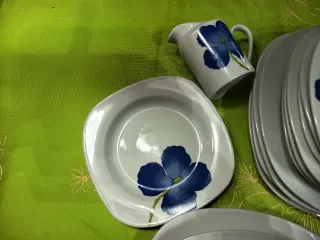 Vajilla de porcelana con flores azules