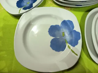 Vajilla de porcelana con flores azules