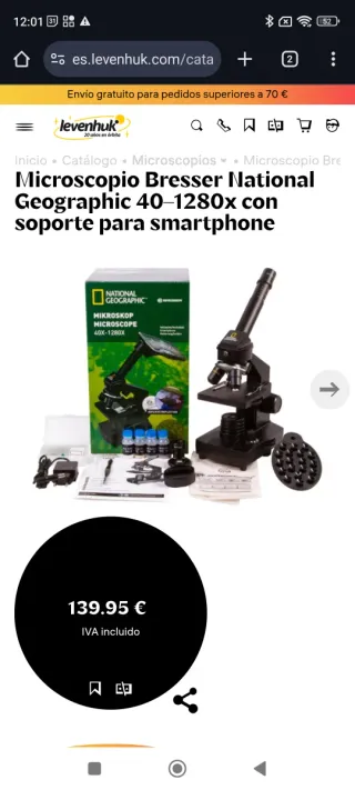 Microscopio Bresser 40x-1280x + juego de muestras